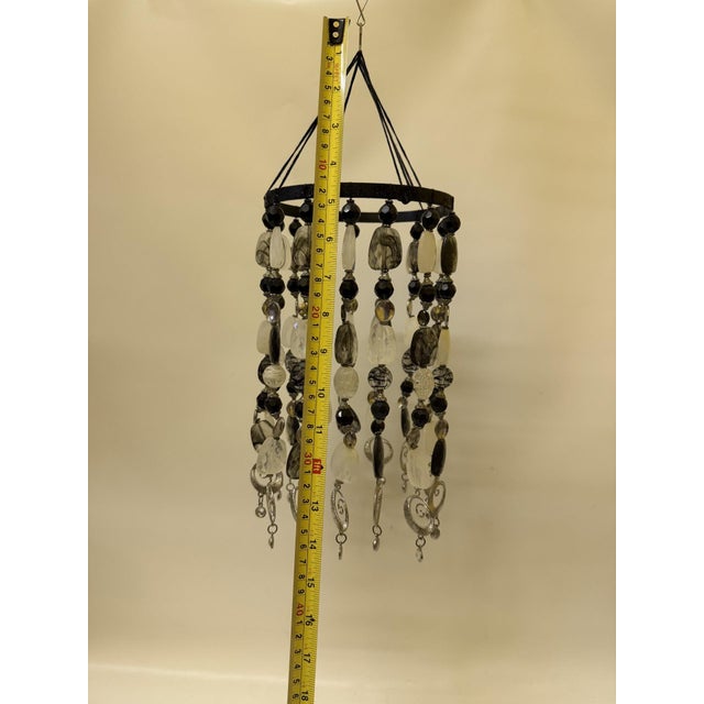 Postmodern Brutalist Beaded Mobile Chandelier - 18" Artisan Crystal & Glass Suncatcher For Sale - Image 13 of 13
