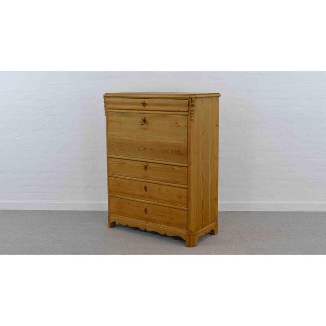 Antique Biedermeier Secretary in Softwood and Burlwood, 19th Century For Sale - Image 15 of 18