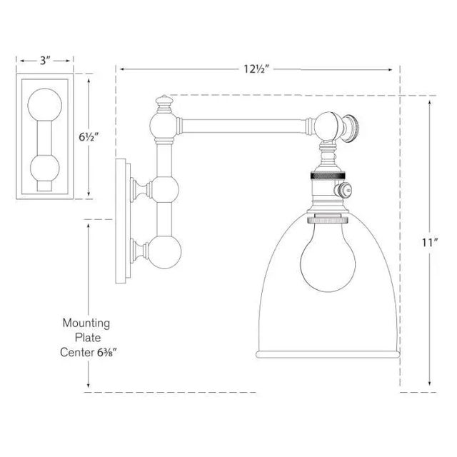 Traditional Chapman & Myers for Visual Comfort Signature Pimlico Single Light in Antique Nickel with White Glass For Sale - Image 3 of 3