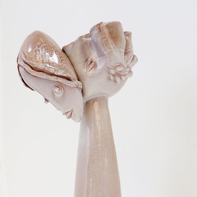 Sculpture Female Face Flower Vase in Ceramic For Sale - Image 3 of 18