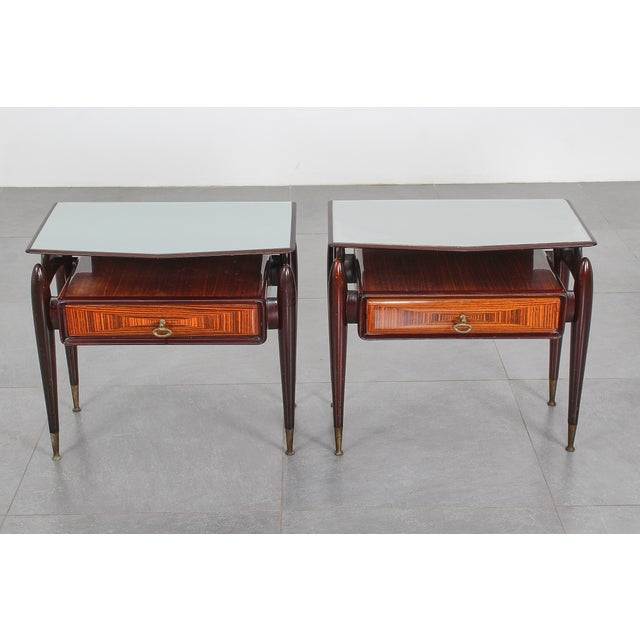 Mid-Century Modern Dassi Wood and Glass Nightstands, 1950s, Set of 2 For Sale - Image 10 of 18