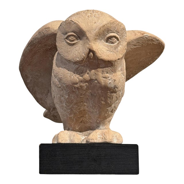Vintage Snow Owl Sculpture by Klara Sever For Sale