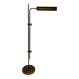 Currey & Co. Modern Antique Brass Finished Adjustable Task Floor Lamp Prototype For Sale
