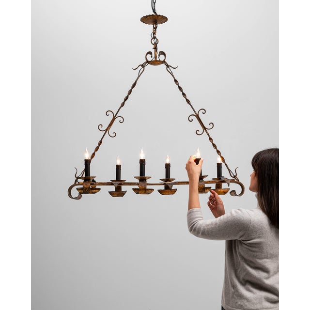 20th Century French Gothic Revival Metal Torch Chandelier For Sale - Image 11 of 18