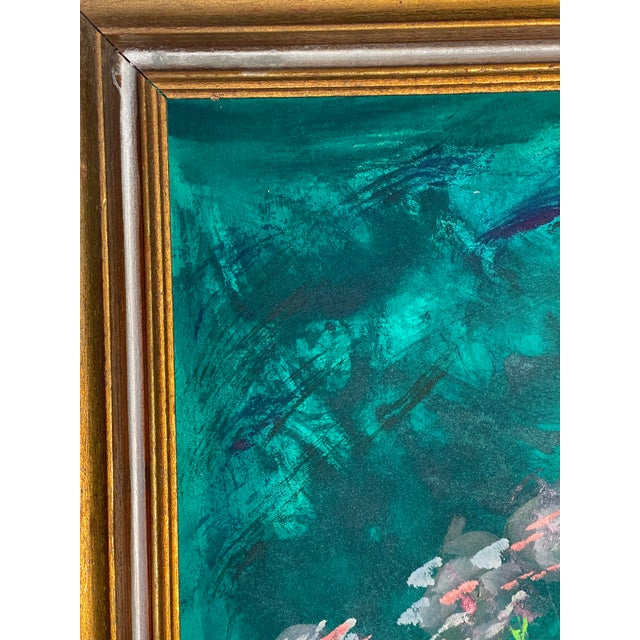 2000 - 2009 Contemporary Abstract Painting in Green in Antique Frame For Sale - Image 5 of 5