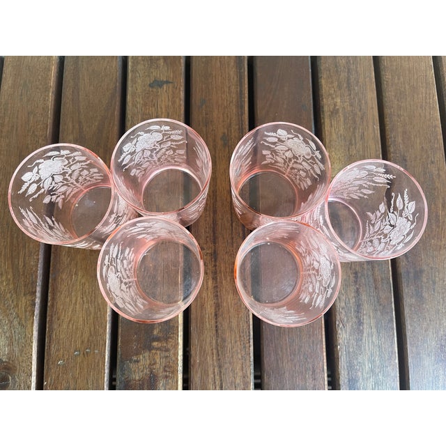 Vintage Cambridge Glass Company’s Dresden Rose Pink Pattern Glassware - Setting for 6 For Sale In Santa Fe - Image 6 of 9