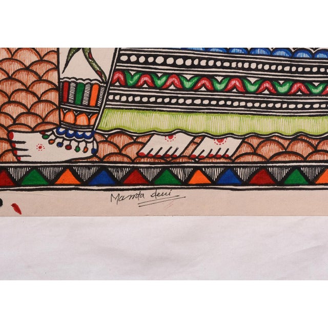 Folk Art Lord Shiva & Parvati – Mamta Devi, National Award Winner (2016), Hand-Painted Madhubani Painting on Handmade Khadi Paper For Sale - Image 3 of 4