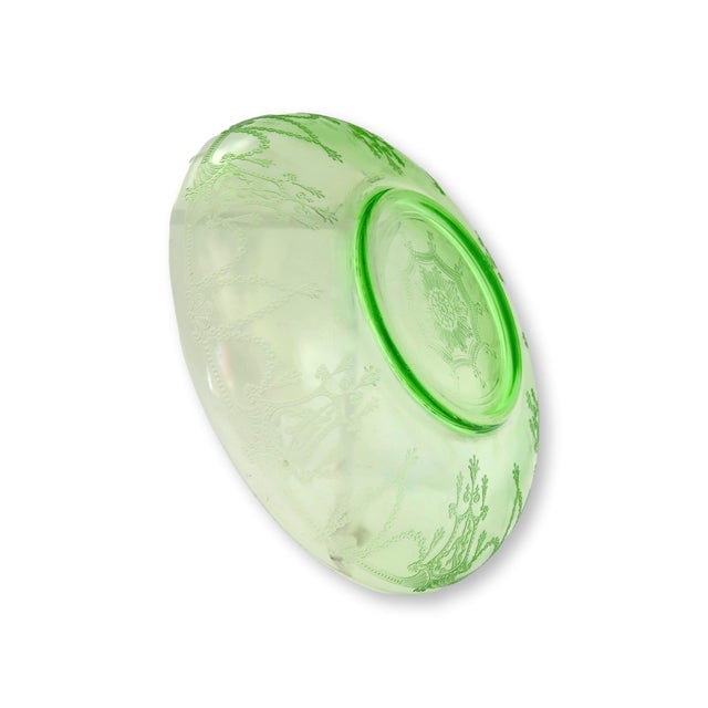 Early 20th Century Early 20th Century Cameo Green Depression Uranium Glass Bowls, Pair For Sale - Image 5 of 6