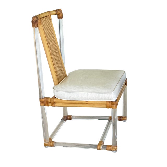 Mid 20th Century Set of 3 Bamboo and Lucite Chairs For Sale - Image 4 of 9