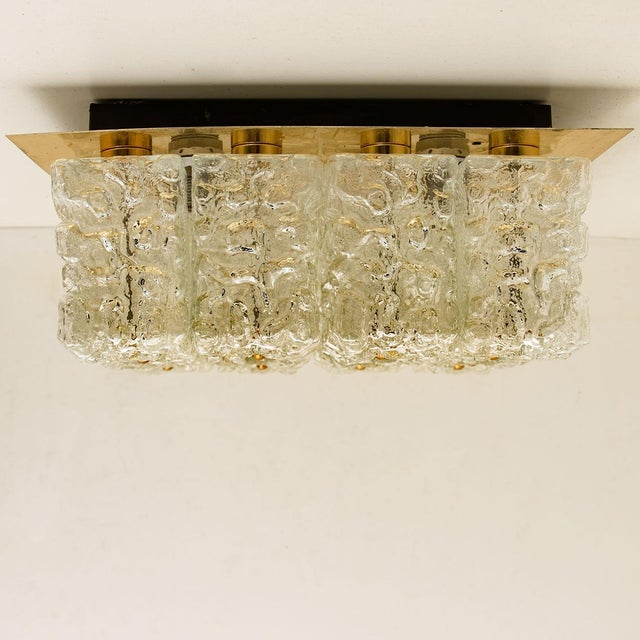 Gold Large Thick Textured Glass Ceiling Flushmount from Kaiser, 1960s For Sale - Image 8 of 18