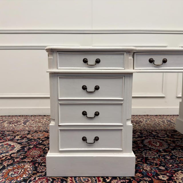 Classic English White Desk with Desk Chair, Set of 2 For Sale - Image 9 of 18