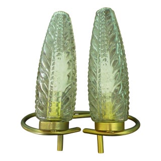 Vintage Cut Glass Wall Sconces, 1960s, Set of 2 For Sale