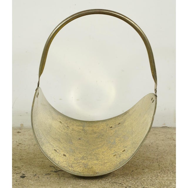 Traditional Vintage Brass Plated Steel Firewood Log Holder For Sale - Image 3 of 8