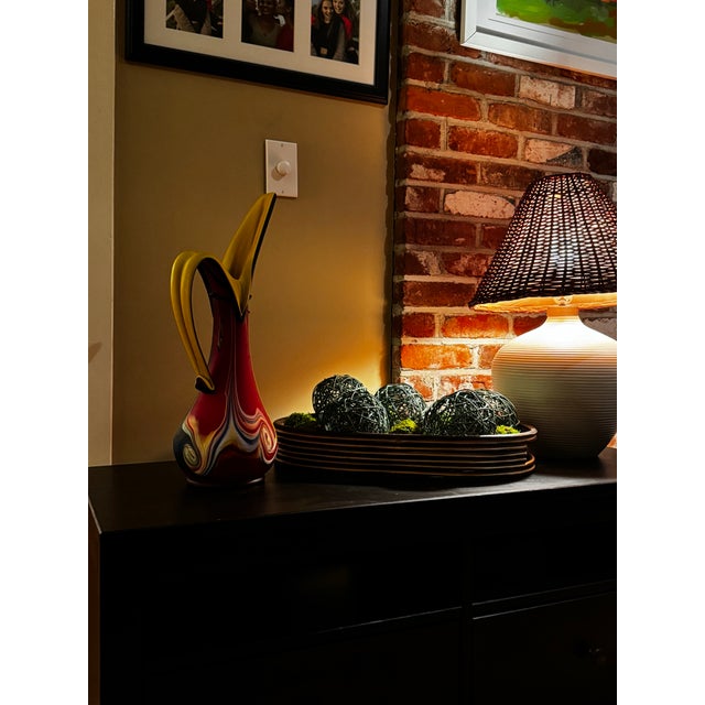 Mid-Century Modern Vintage Azerbaijan Hand-Blown Art Glass Sculptural Vase, 20”h For Sale - Image 3 of 10