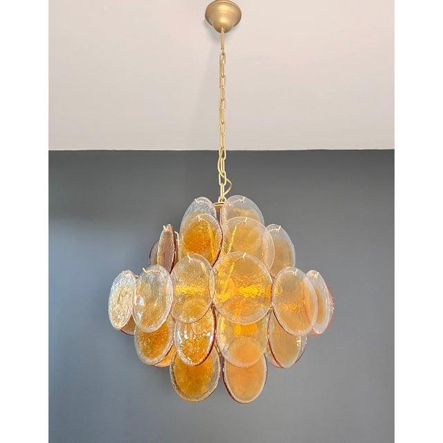 Glass Vintage Italian Amber Murano Glass Chandelier, 1990s For Sale - Image 7 of 18