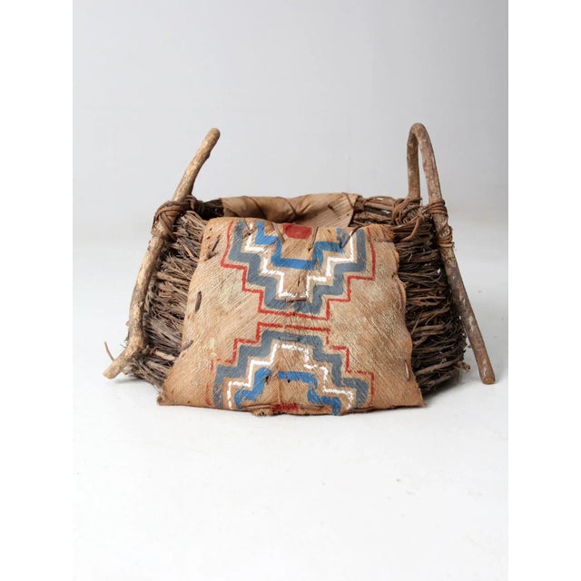 Antique Painted Bark Basket For Sale - Image 9 of 12