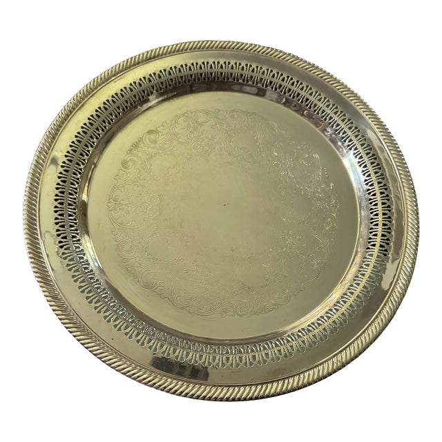 Antique Silverplate Small Round Tray For Sale