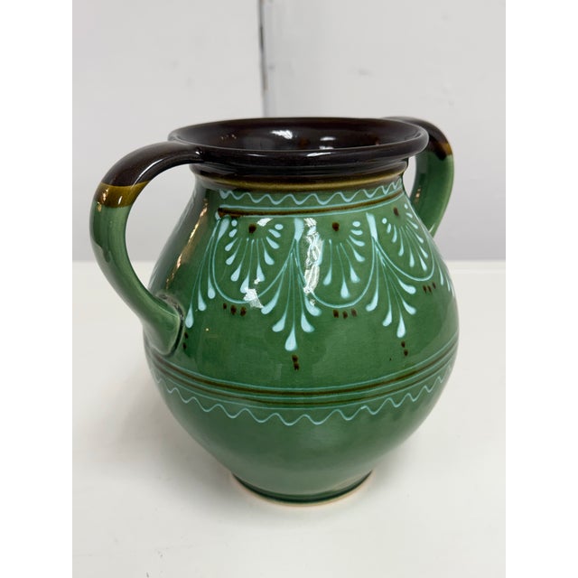 Folk Art Hungarian Folk Art Double-Handled Pottery Vessel, Signed For Sale - Image 3 of 12