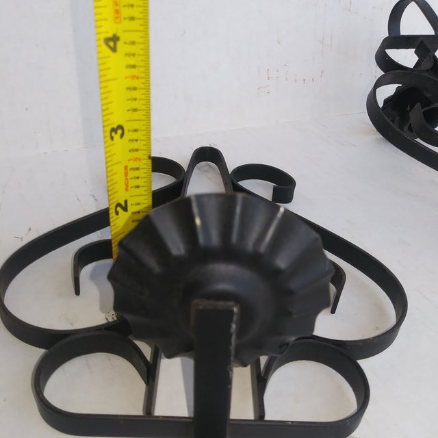 Set of 5 Vintage Wrought Iron Wall Hangings Set Including Large Shelf and Two Pairs of Double Candle Holders For Sale - Image 17 of 17