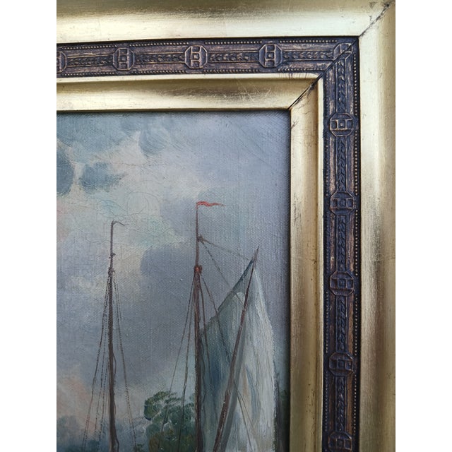 Adrien Dutrey, Sailboats on the Shore, 1890s, Oil on Canvas For Sale - Image 13 of 17