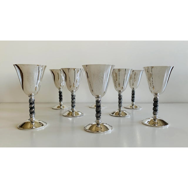1970s Spanish Silverplate Sherry Goblets From the 1970s - Set of 8 For Sale - Image 5 of 10