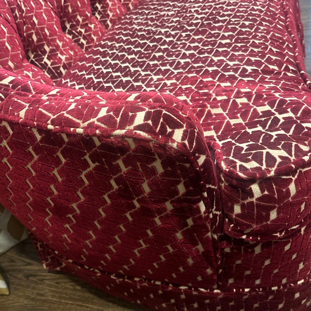 1950s Vintage Burgundy and Cream Loveseat For Sale - Image 5 of 6