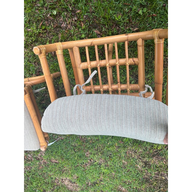 Brown 1 Vintage Rattan Ottoman With Zippered Cushions For Sale - Image 8 of 10