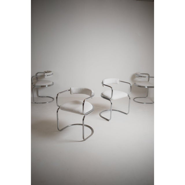 An elegant set of five cantilever armchairs designed by Italian designer Renato Zevi for Roche Bobois in the 1970s. These...