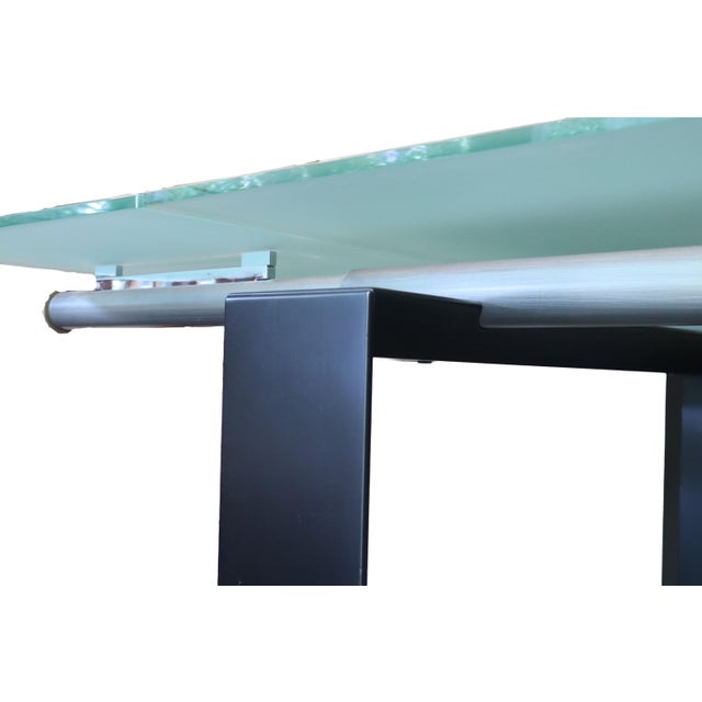 Vintage 1980 Glass & Metal Roche Bobois Dining Table With Extensions Included For Sale In Portland, OR - Image 6 of 12