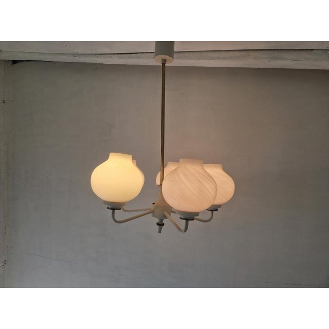 Mid-Century Tulip Glass Chandelier, 1950s For Sale - Image 4 of 16