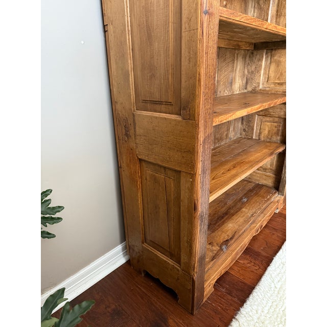 Brown Vintage Rustic Solid Reclaimed Wood Farmhouse Bookcase For Sale - Image 8 of 11