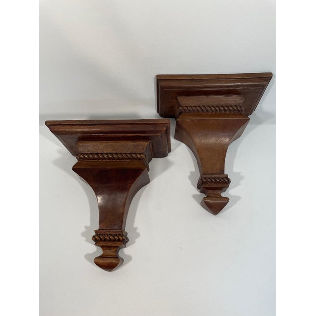 Mid 20th Century Neoclassical Style Wood Corbels Wall Shelf Brackets - A Pair For Sale - Image 4 of 18