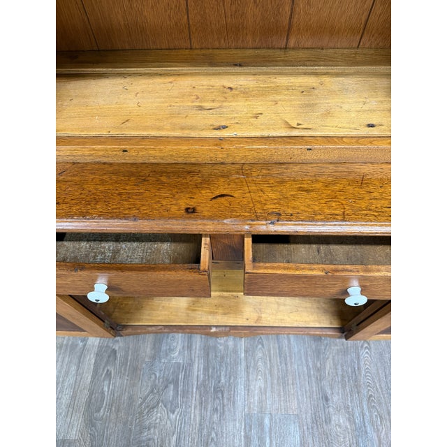 Antique American Primitive Farmhouse Solid Oak Step Back Cupboard For Sale - Image 15 of 17