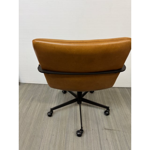 West Elm Cooper Mid-Century Leather Swivel Office Chair For Sale In San Francisco - Image 6 of 12