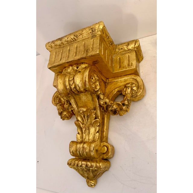 Gold Pair Louis XVI Giltwood Wall Brackets For Sale - Image 8 of 11
