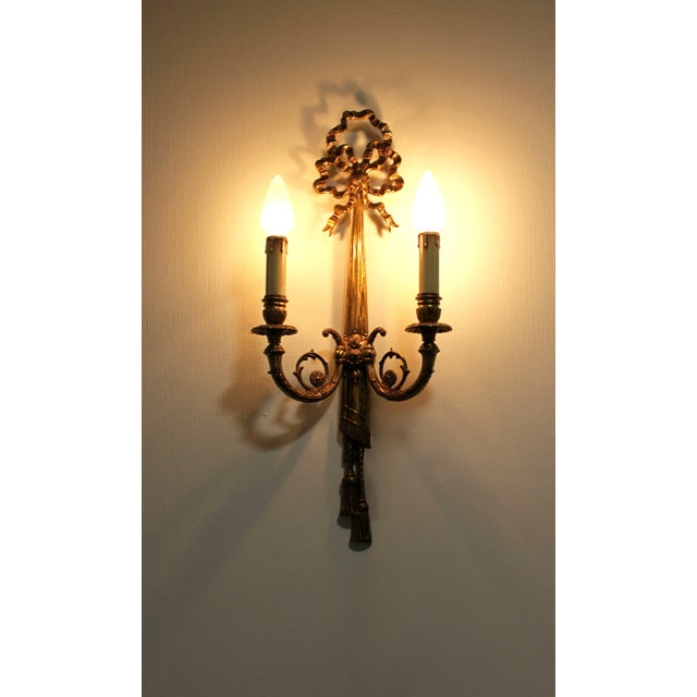 Gilt Bronze Wall Sconces, Set of 2 For Sale - Image 4 of 12