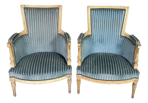 Pair of Early 19th Century Louis XVI Bergere Chairs