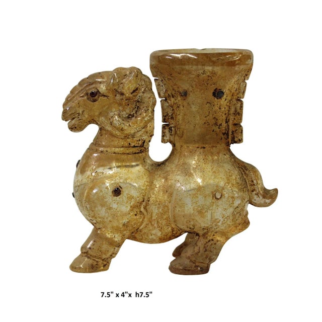 Chinese Clear Crystal Glass Vintage Dusty Finish Ram Jar Figure For Sale In San Francisco - Image 6 of 7