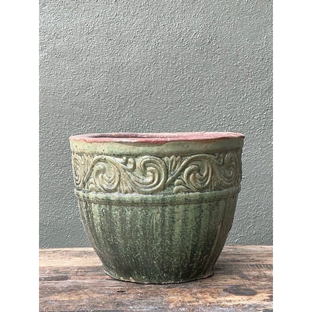 Ceramic Vintage Glazed Ceramic Planter For Sale - Image 7 of 12