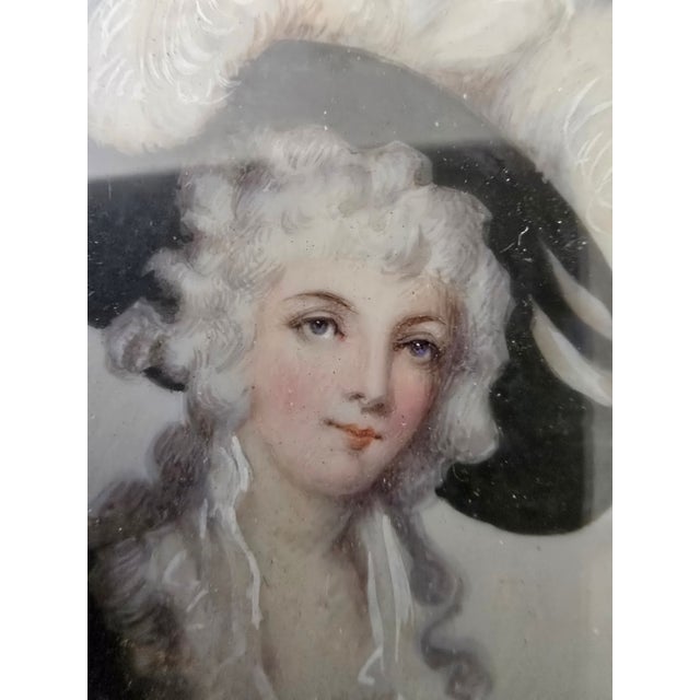 Paint Antique Miniature Painting Set of Three Courtesans - Set of 3 For Sale - Image 7 of 12