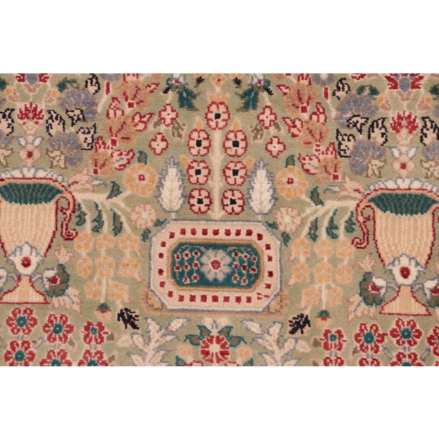 Intricate Floral Pak-Persian Green/Gray Wool Rug - 8'1'' X 10'1'' For Sale - Image 4 of 9