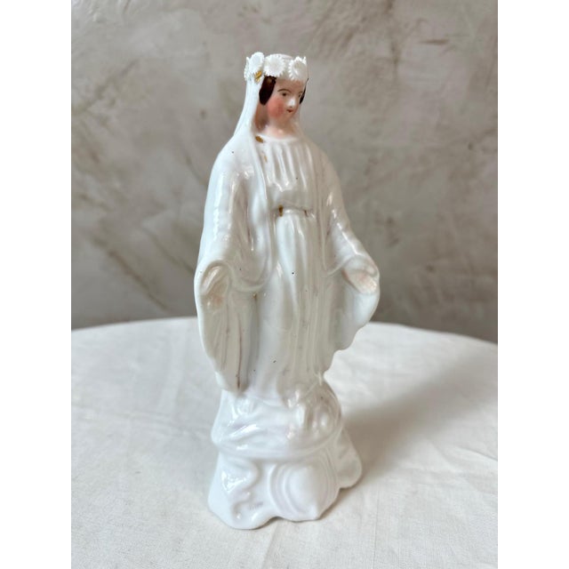 Porcelain Virgin Mary Statutte, 1890s For Sale - Image 5 of 12
