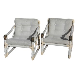 Vintage White Faux Bamboo Chairs by Kettal, 1980s, Set of 2 For Sale
