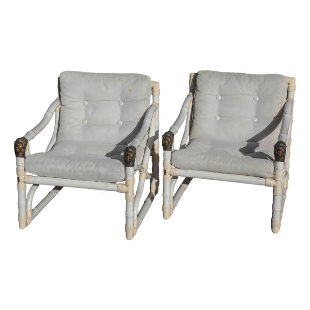 Vintage White Faux Bamboo Chairs by Kettal, 1980s, Set of 2 For Sale