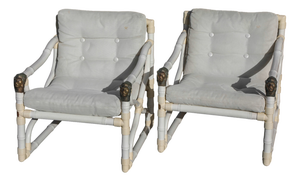 Vintage White Faux Bamboo Chairs by Kettal, 1980s, Set of 2