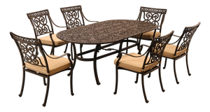 Castelle Cast Aluminum Outdoor Dining Table With Six Chairs Patio Set