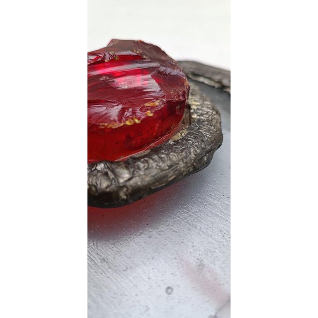 Vintage Hammered Glass Paperweight, 1970s For Sale - Image 6 of 11