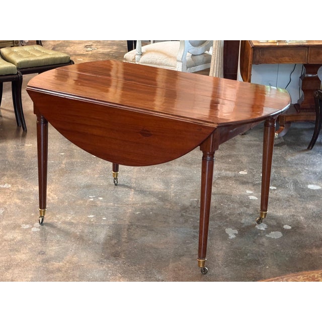 Brown Directoire Drop Leaf Table With Additional Leaf For Sale - Image 8 of 12