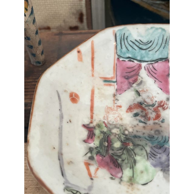 Chinoiserie Antique Chinoiserie Style Hand Painted Dish, Circa 1900 For Sale - Image 3 of 7