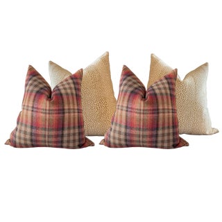 Designer Pillow Bundle in Lee Jofa Mulberry "Nevis" and Cowtan & Tout "Clarence" - Set of 4 For Sale